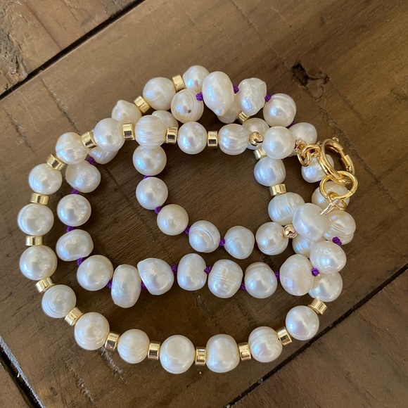 Freshwater Pearl & Gold Accent Necklace - Picture 12 of 15